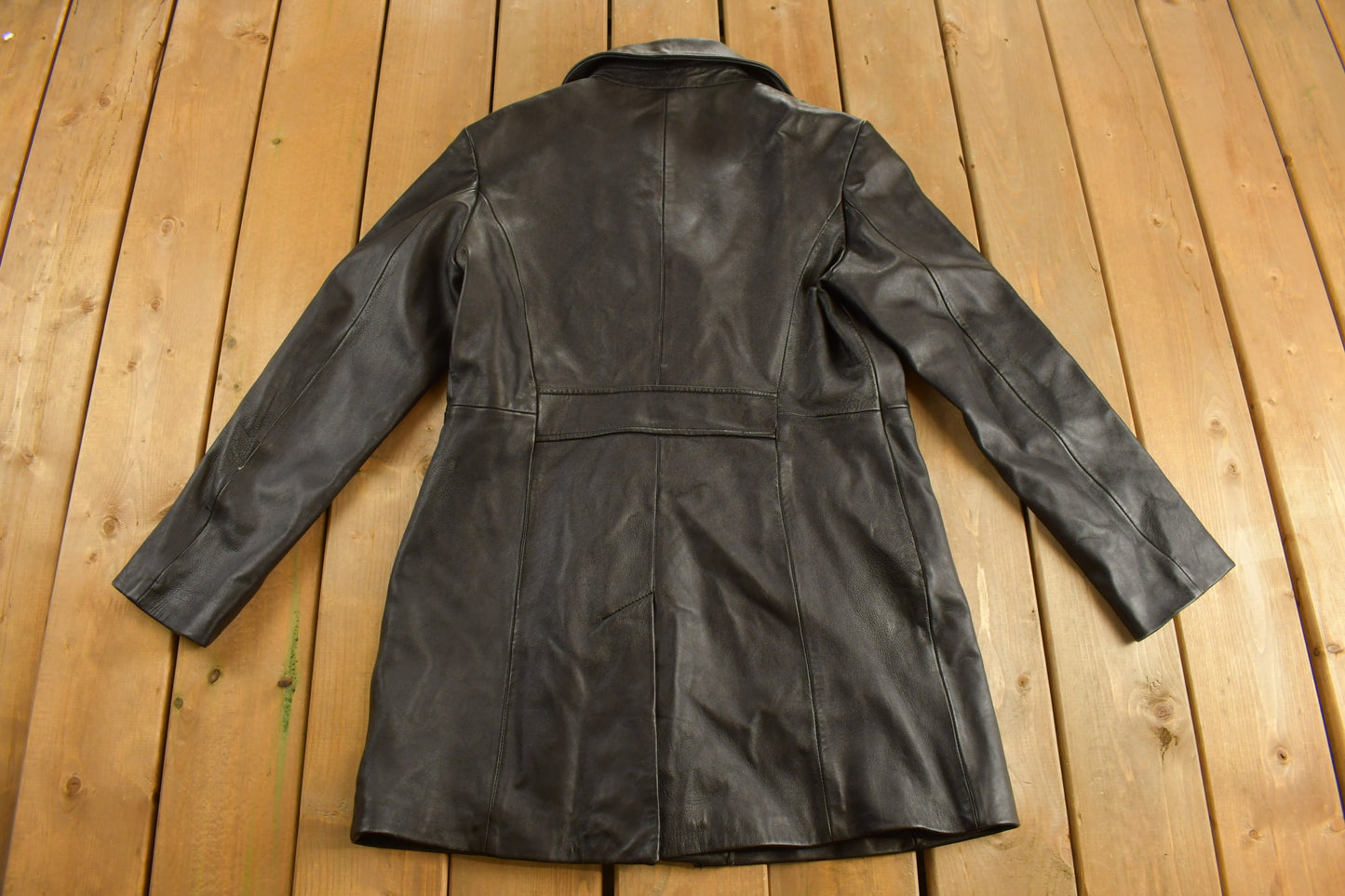 Vintage 1990s Winlit New York Leather Trench Coat / Fall Outerwear / Leather Coat / Winter Outerwear / Streetwear / 90s Leather