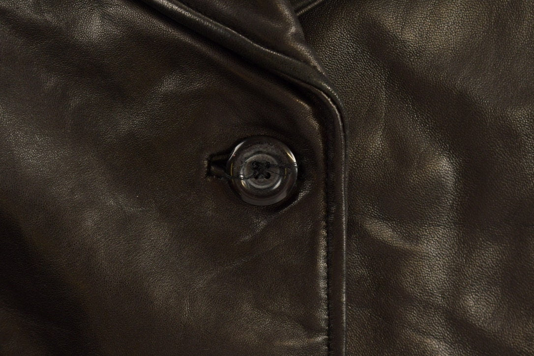 Vintage 1990s Laura Leather Coat / Black Leather / Fall Outerwear / Leather Coat / Winter Outerwear / Streetwear / 90s Leather