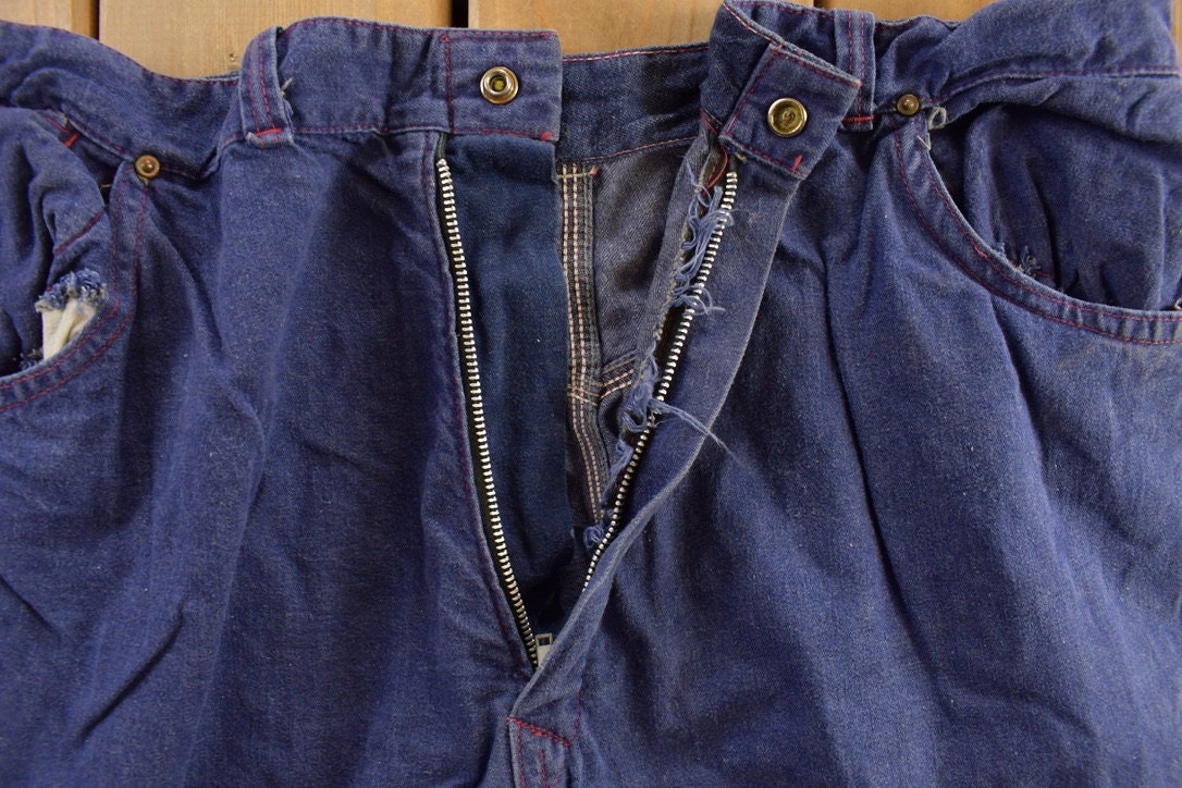 Vintage 1970s Blue Trouser Pants Size 38 X 31