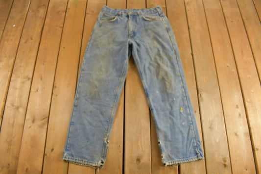 Vintage 1990s Distressed Carhartt Thermal Work Pants / Size 32 x 29 / 90s Denim / Distressed Carhartt / Vintage Workwear