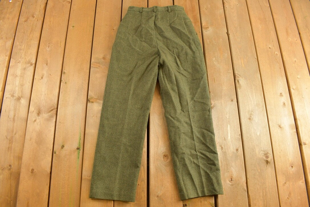 Vintage 1980s Green Wool Pants Size 24 x 27 / Vintage Trousers / Rare Vintage / Vintage Pants / Button Fly / Wool Trousers / Made In Canada