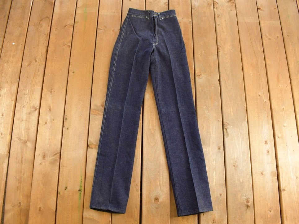 Vintage 1990's Bon Soir Blue Denim Jeans 24 x 35 / American Vintage / Retro Fashion / Vintage Pants / Embroidered / Made In Canada