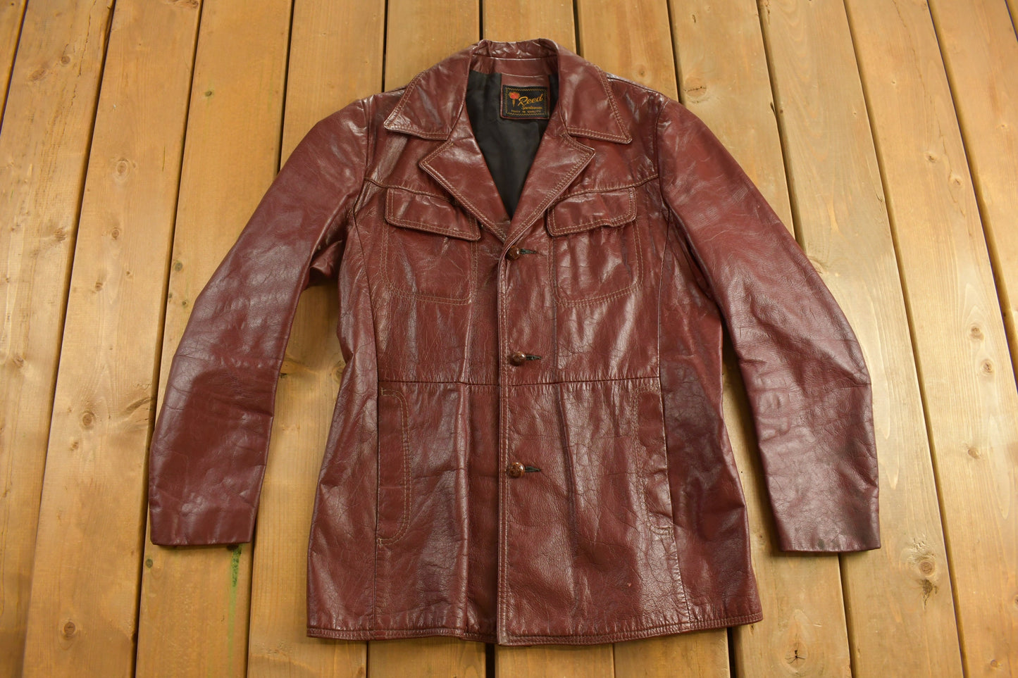 Vintage 1980s Reed Sportswear Red Leather Jacket / Fall Outerwear / Leather Coat / Winter Outerwear / Streetwear Fashion / 80s Jacket