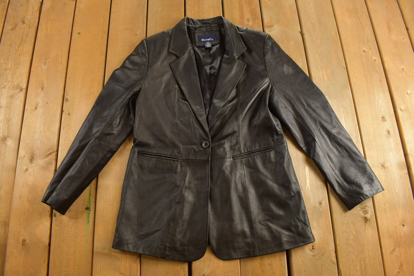 Vintage 1990s Denim & Co Leather Coat / Black Leather / Fall Outerwear / Leather Coat / Winter Outerwear / Streetwear / 90s Leather