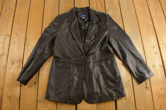 Vintage 1990s Denim & Co Leather Coat / Black Leather / Fall Outerwear / Leather Coat / Winter Outerwear / Streetwear / 90s Leather