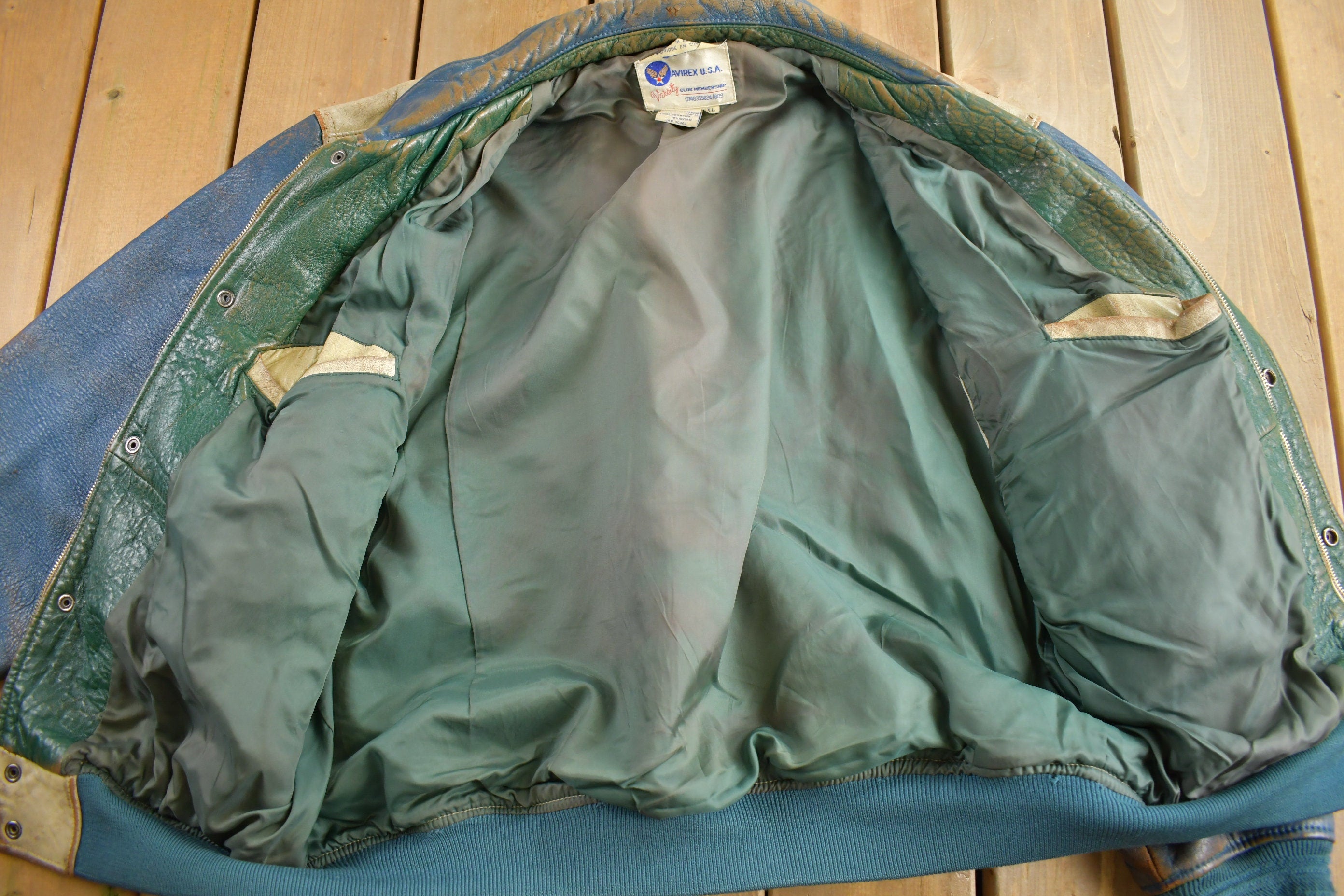 Vintage 1990s Avirex USA Genuine Leather Varsity Jacket