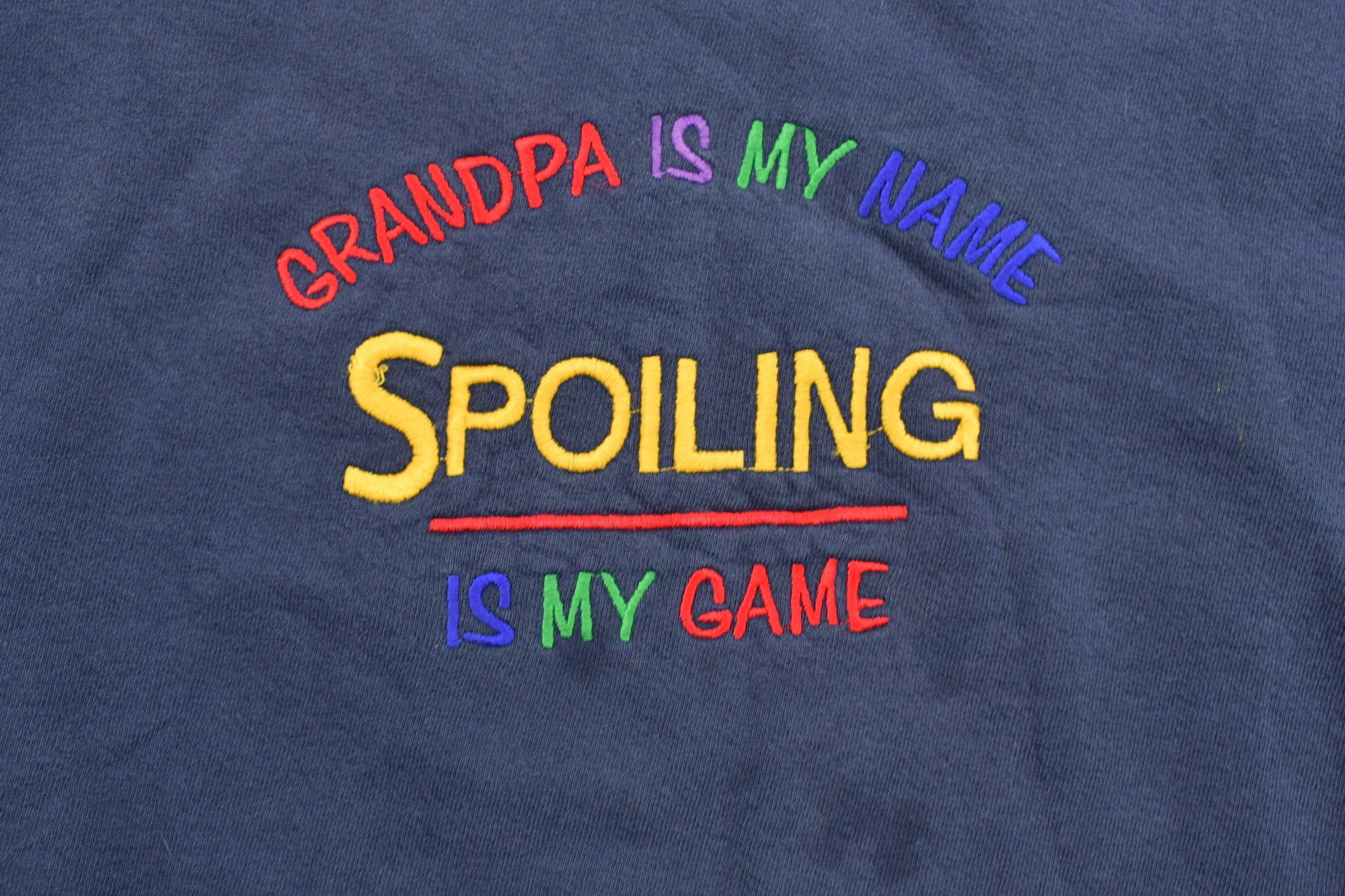 Vintage 1990s "Grandpa Is My Name" Embroidered Crewneck Sweater