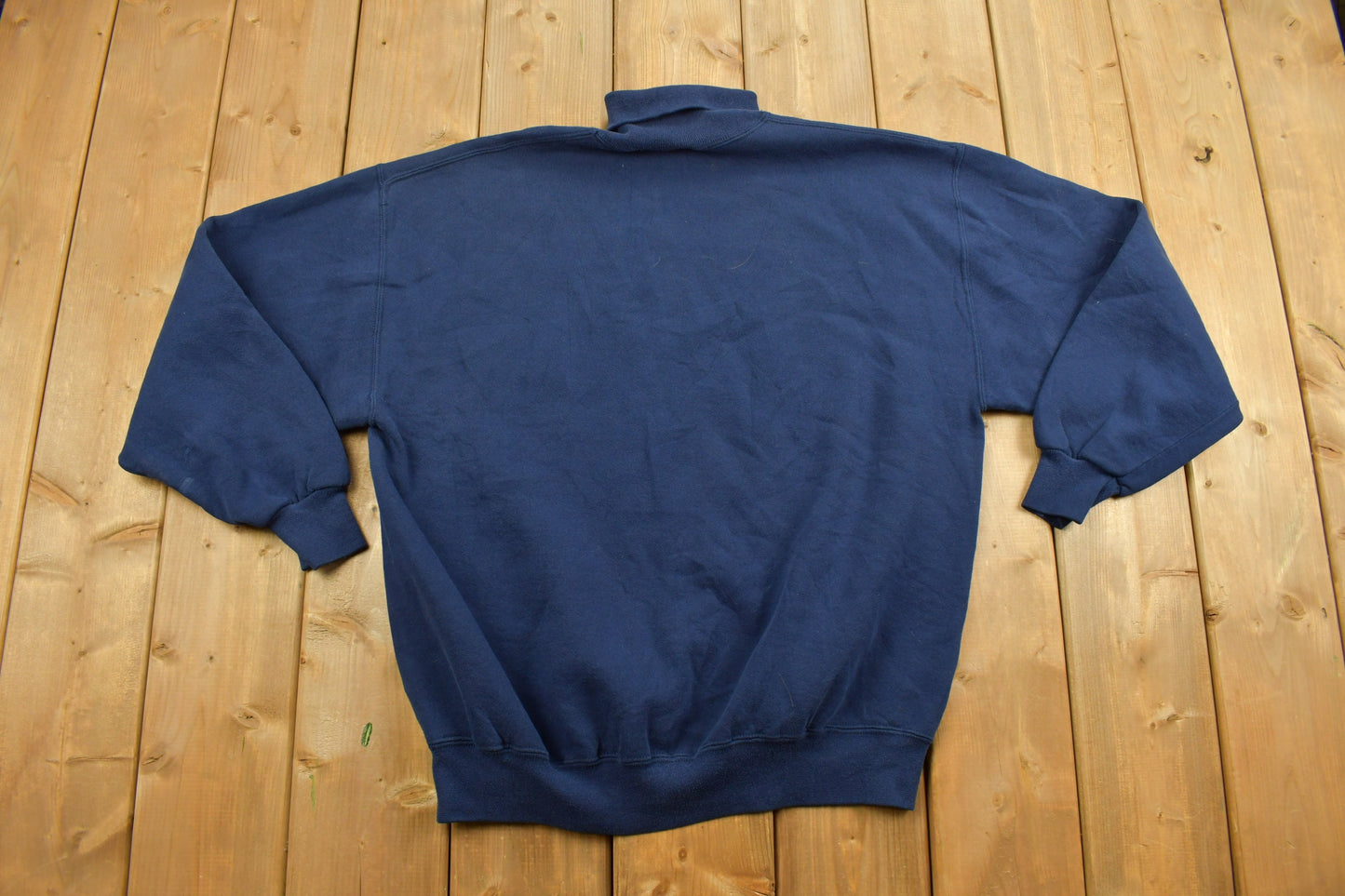 Vintage 1990'S Blank Navy Turtle Neck Sweatshirt / 90s Crewneck / Made In USA / Athleisure / Streetwear / Mock Neck / Jerzees Sweats