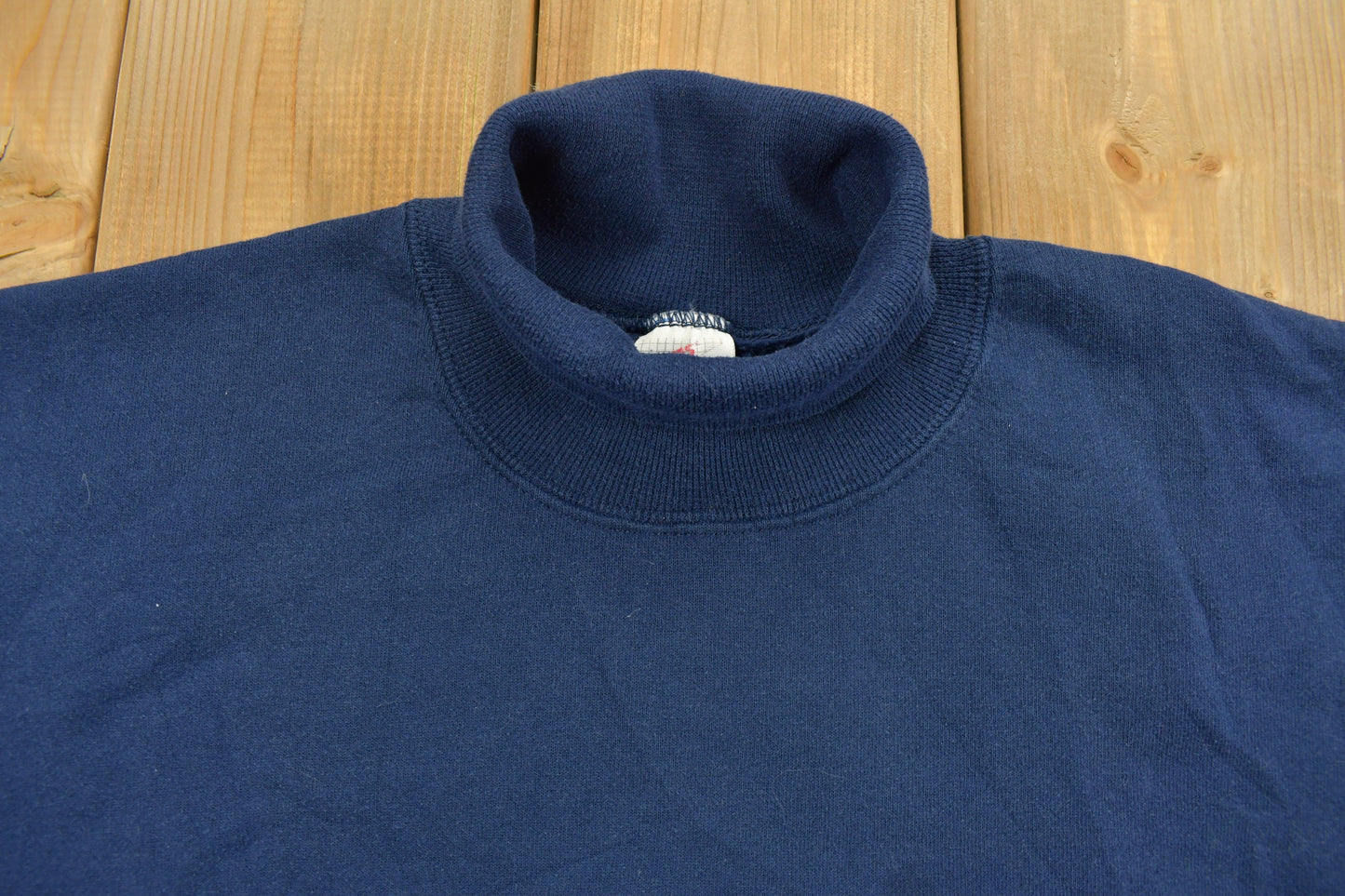 Vintage 1990'S Blank Navy Turtle Neck Sweatshirt / 90s Crewneck / Made In USA / Athleisure / Streetwear / Mock Neck / Jerzees Sweats