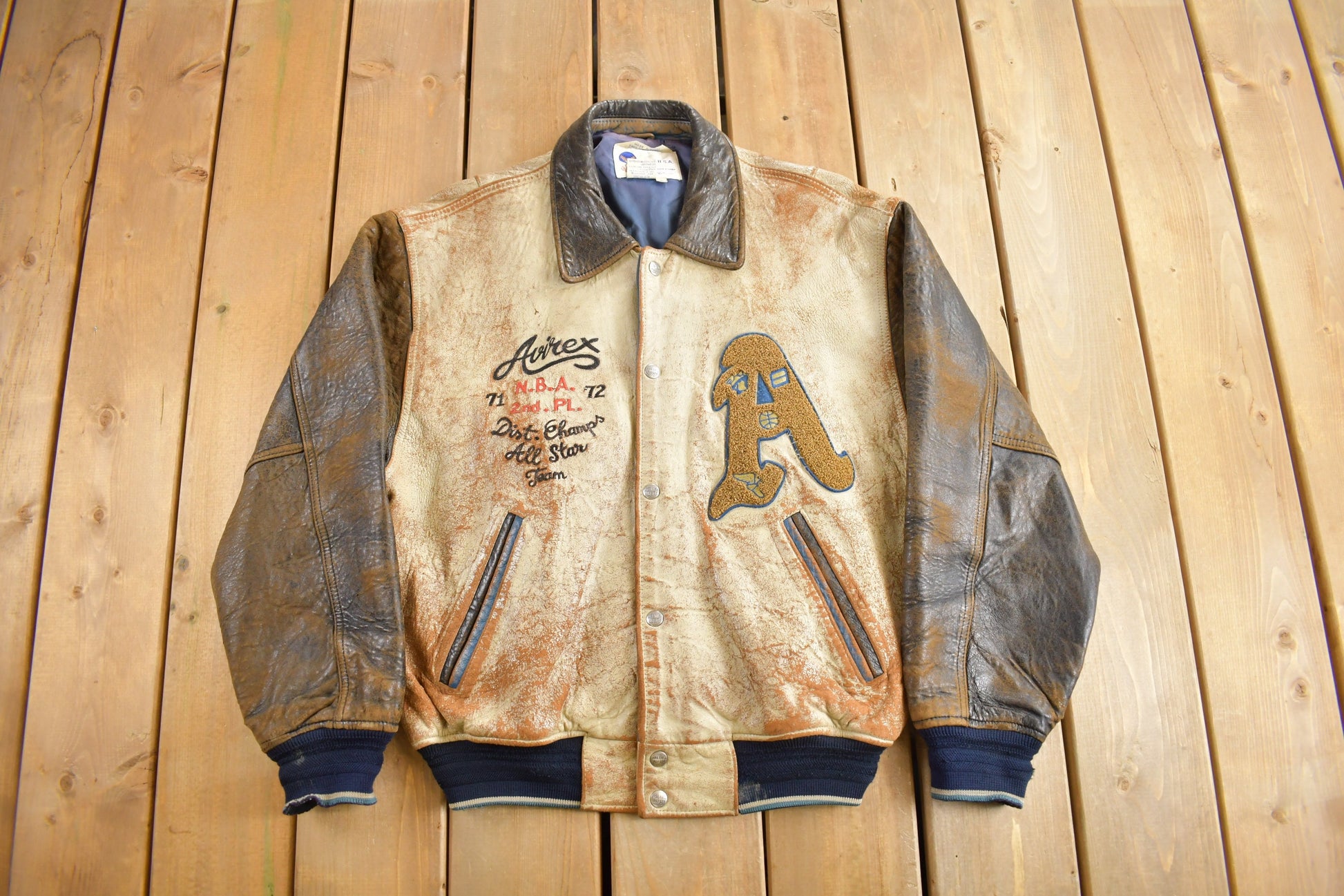 Vintage 1990s Avirex USA Genuine Leather Varsity Jacket – LOST