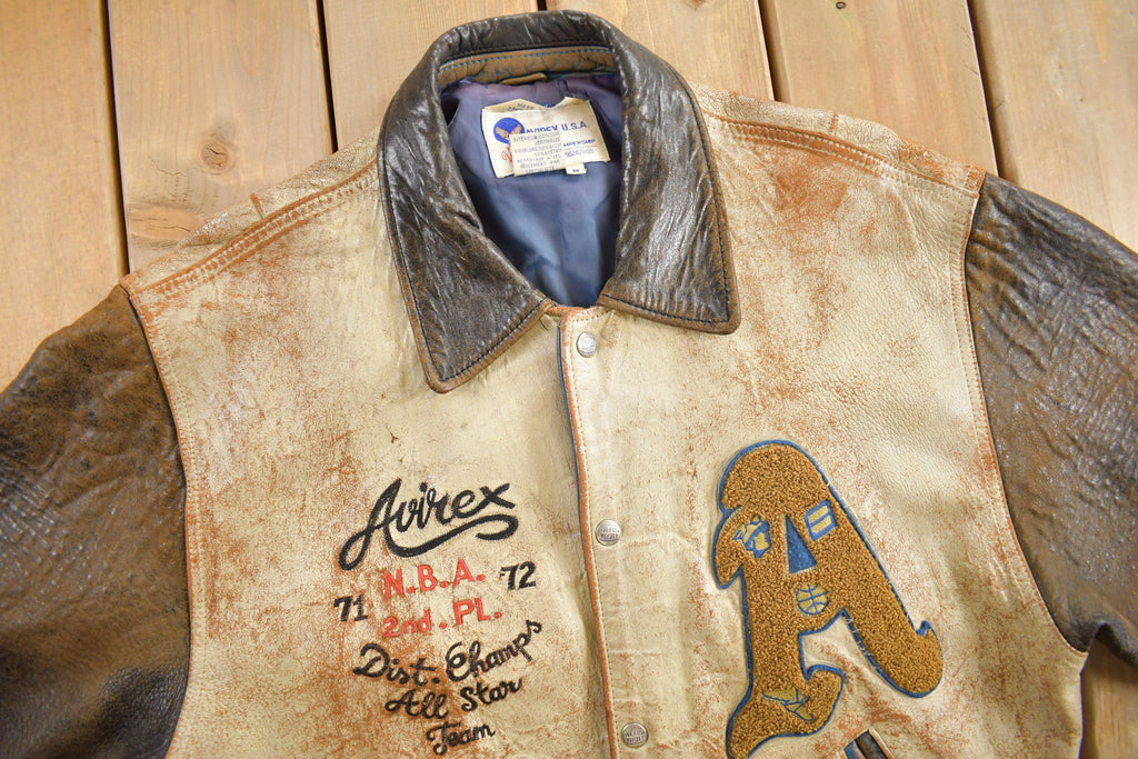 Vintage 1990s Avirex USA Genuine Leather Varsity Jacket