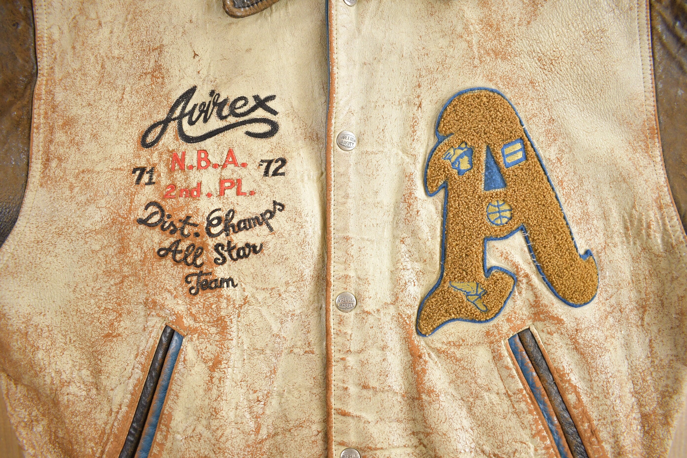 Vintage 1990s Avirex USA Genuine Leather Varsity Jacket