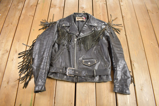 Vintage 1980s Schott NYC Leather Biker Jacket / Schott Biker Jacket / Motorcycle Jacket / Made In USA / Heavyweight