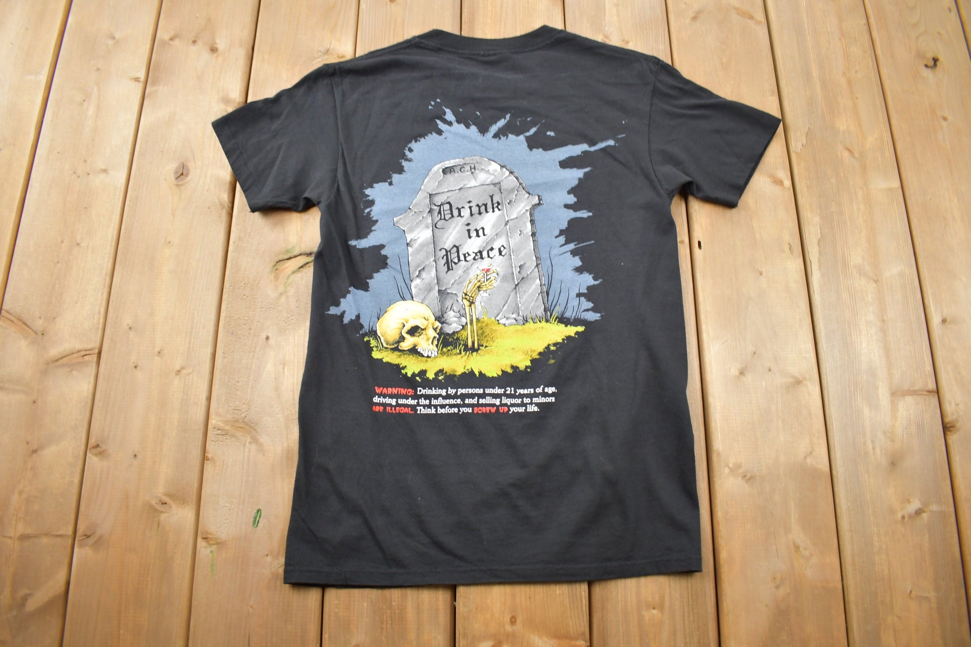 Vintage 1992 Black Death Vodka Drink In Peace Tour T-shirt