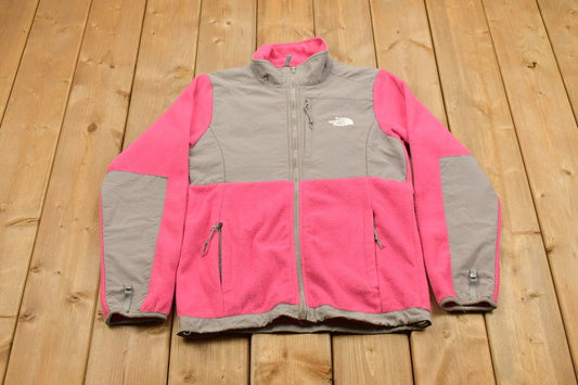 Vintage 1990s The North Face Pink Denali Fleece Sweater / Jacket Liner / 90s Sweater / TNF / Outdoorsman / Color Block / Grey Denali