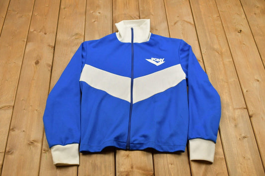 Vintage 1990s Pony Zip Up Colour Block Warm Up Sweatshirt / 90s Pony / Warm Up Sweater / Essential / Sportswear / 90s Track Jacket / Pony