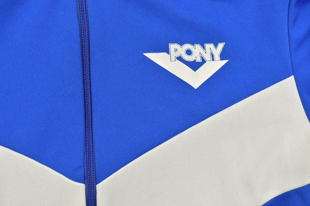 Vintage 1990s Pony Zip Up Colour Block Warm Up Sweatshirt / 90s Pony / Warm Up Sweater / Essential / Sportswear / 90s Track Jacket / Pony