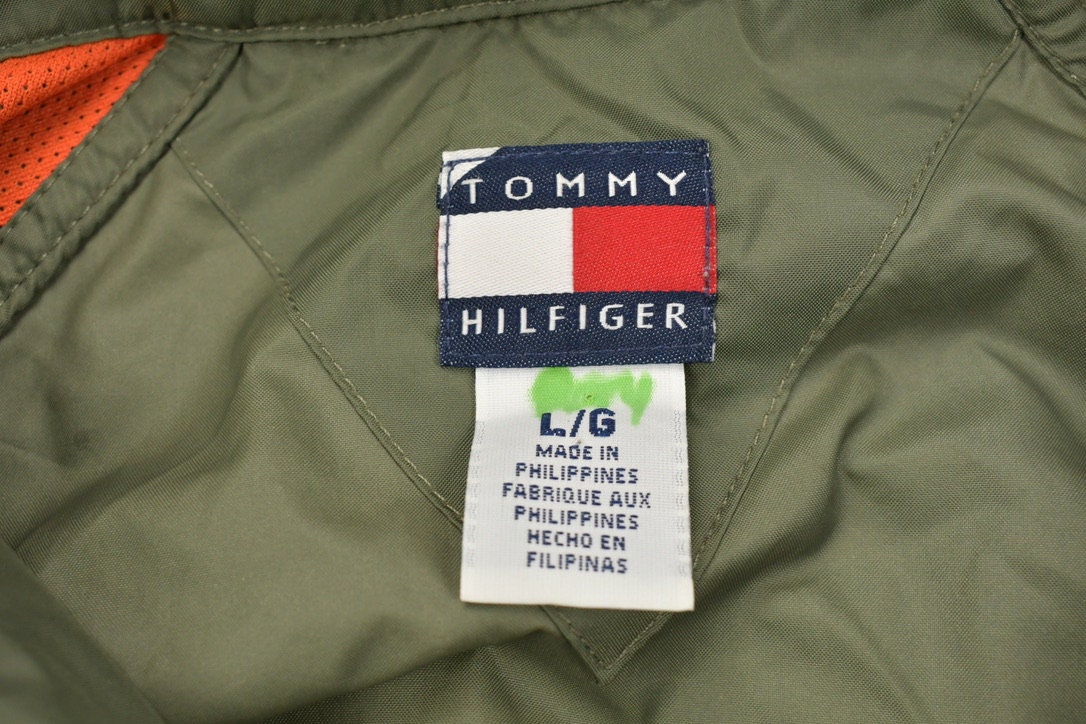 Vintage 1990s Tommy Hilfiger Hooded Windbreaker / Vintage Tommy / Outerwear Jacket / 90s Tommy Hilfiger / Vintage Logo / Tommy Zip Up