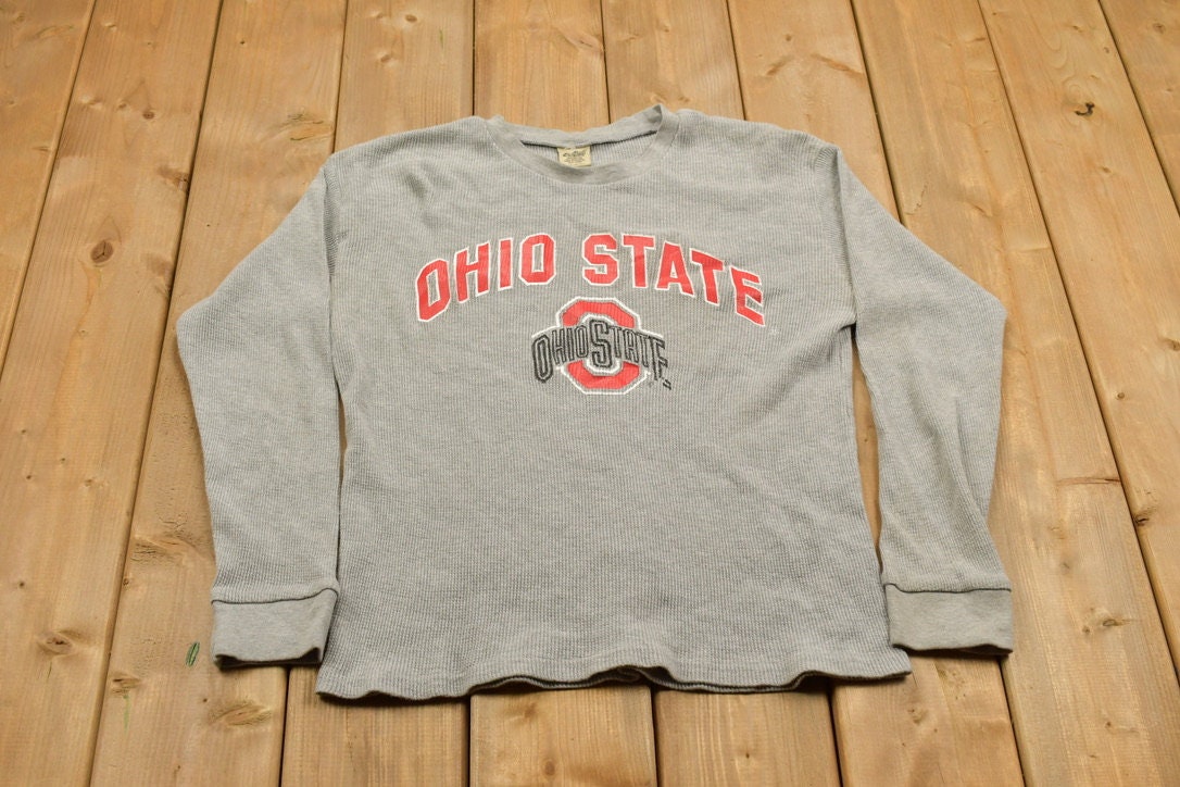 Vintage 1990s Ohio State NFL Thermal Crewneck Sweatshirt / Buckeyes / Football / Sportswear / Americana / Ohio State Sweater / Thermal