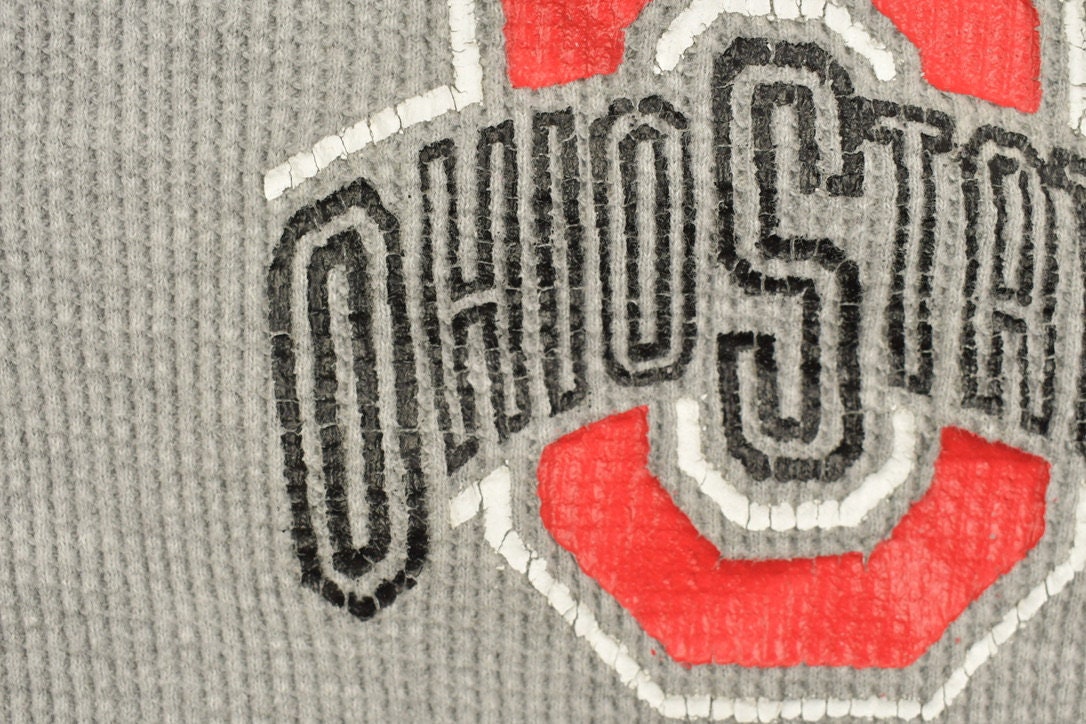 Vintage 1990s Ohio State NFL Thermal Crewneck Sweatshirt / Buckeyes / Football / Sportswear / Americana / Ohio State Sweater / Thermal