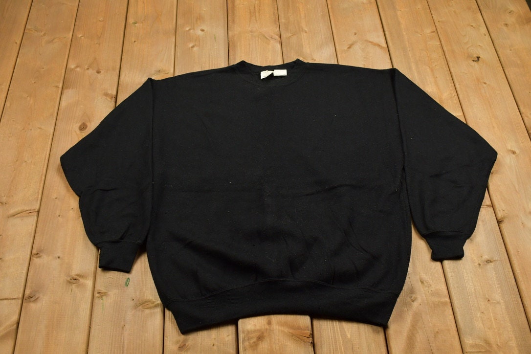 Vintage 1990s Champions Choice Blank Crewneck Sweatshirt / 90s Crewneck / Black Crewneck / Essential / Streetwear / 90s Blank / Blank