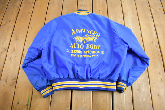 Vintage 1990s Advanced Auto Body Collision Specialists Jacket / Snap Button / Streetwear / Souvenir Jacket / Made In USA / Bayonne NJ