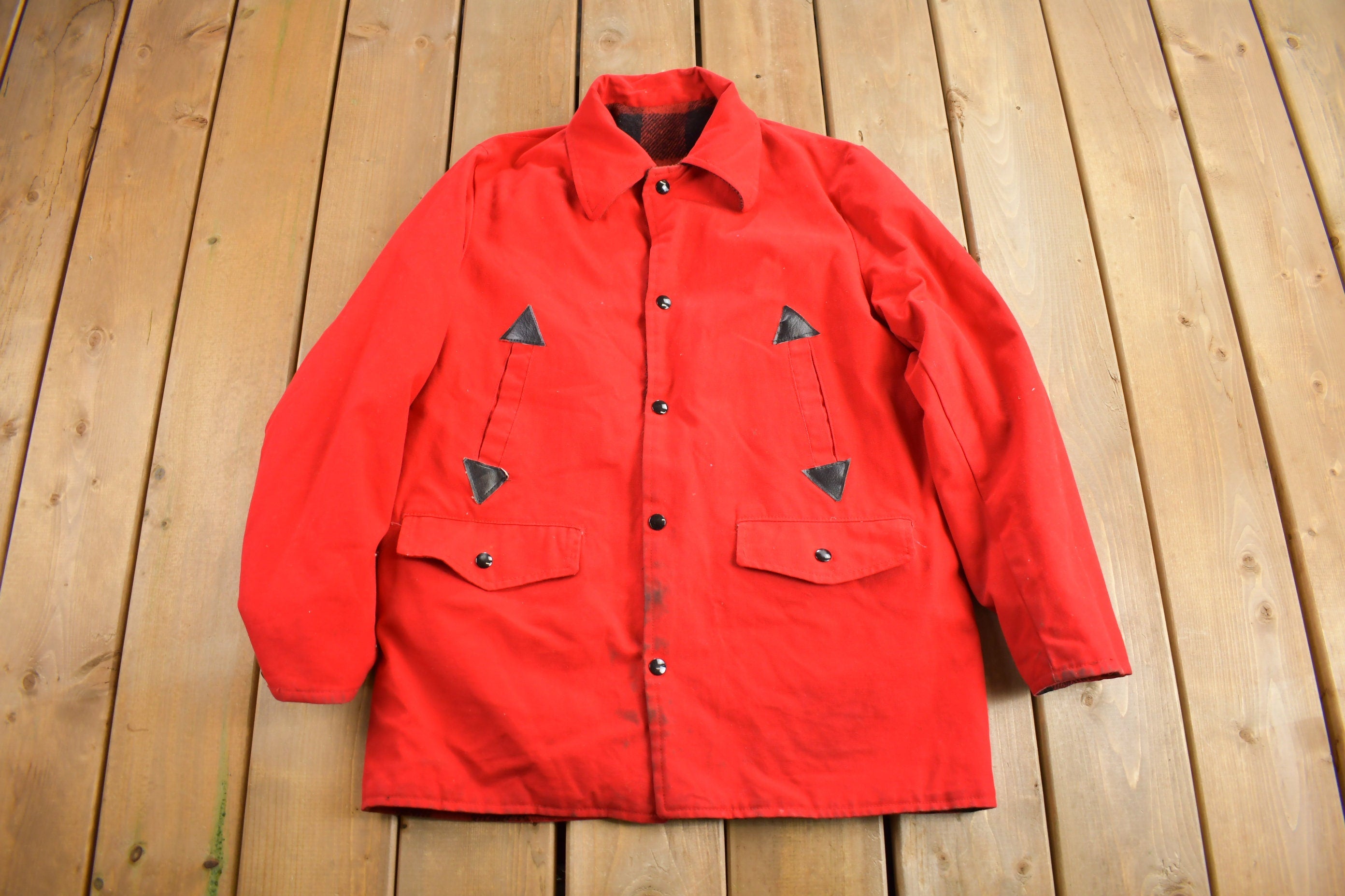 Vintage 1960s 100% Wool Reversible Buffalo Plaid Jacket