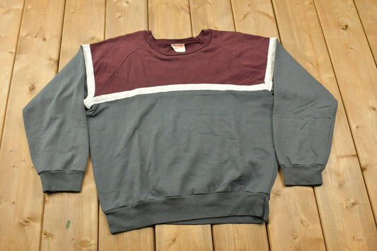 Vintage 1990s Color Block Crewneck Sweatshirt / 90s Crewneck / Made In USA / Essential / Streetwear / 90s Blank / Colour Block