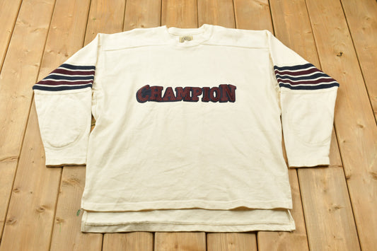 Vintage 1990s Champion Crewneck Sweatshirt / Vintage Champion / Vintage Pullover / Streetwear / Athleisure Sportswear / Striped Champion