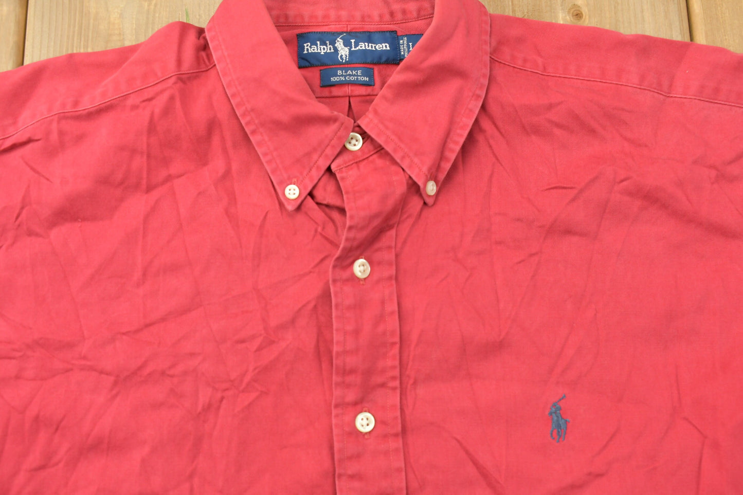 Vintage 1990s Ralph Lauren Polo Blank Red Button Up Shirt / 1990s Button Up / Vintage Polo / Basic Button Up / 90s Ralph Lauren / 90s Polo