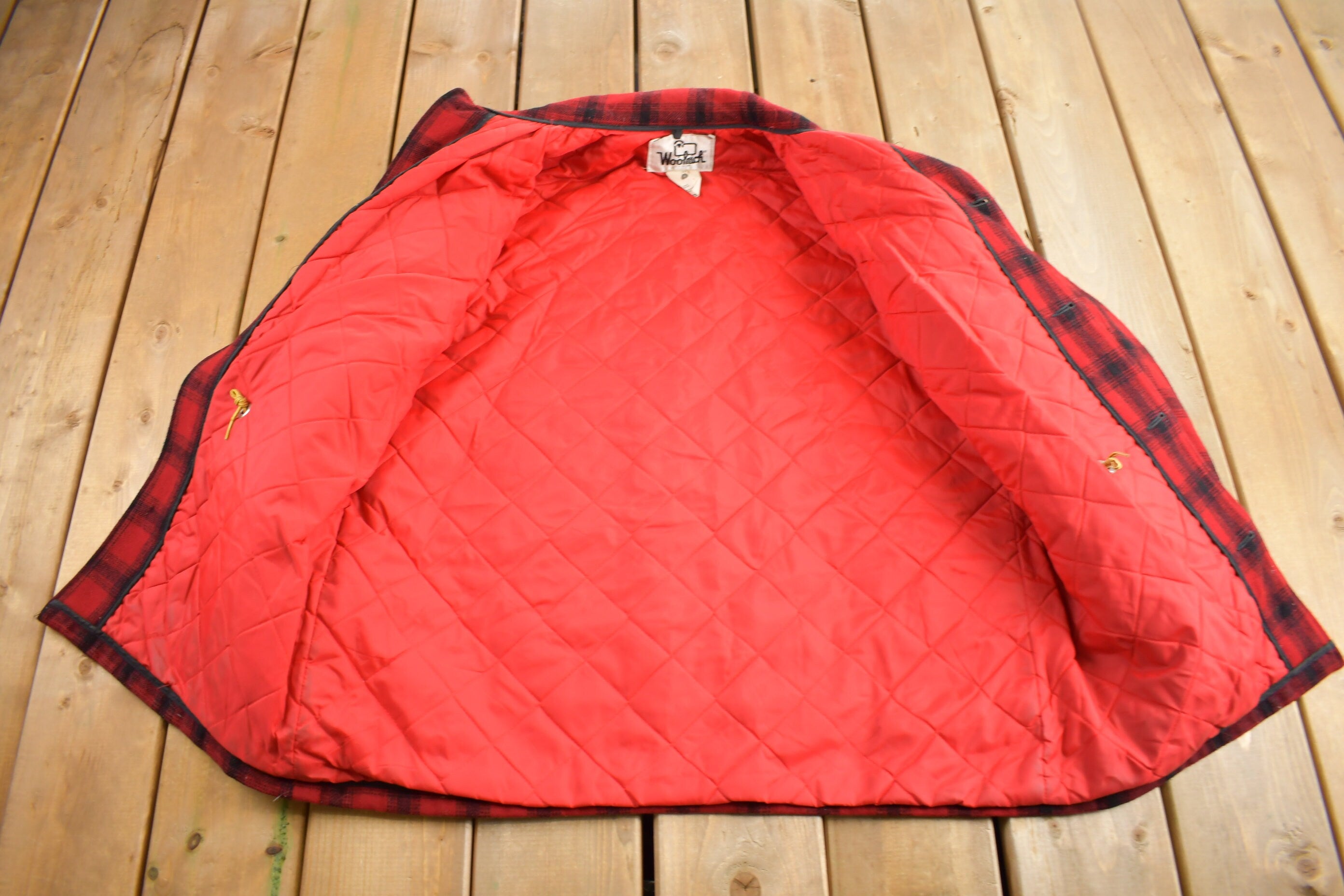 Vintage 1980s Woolrich Wool Buffalo Plaid Button Up Jacket