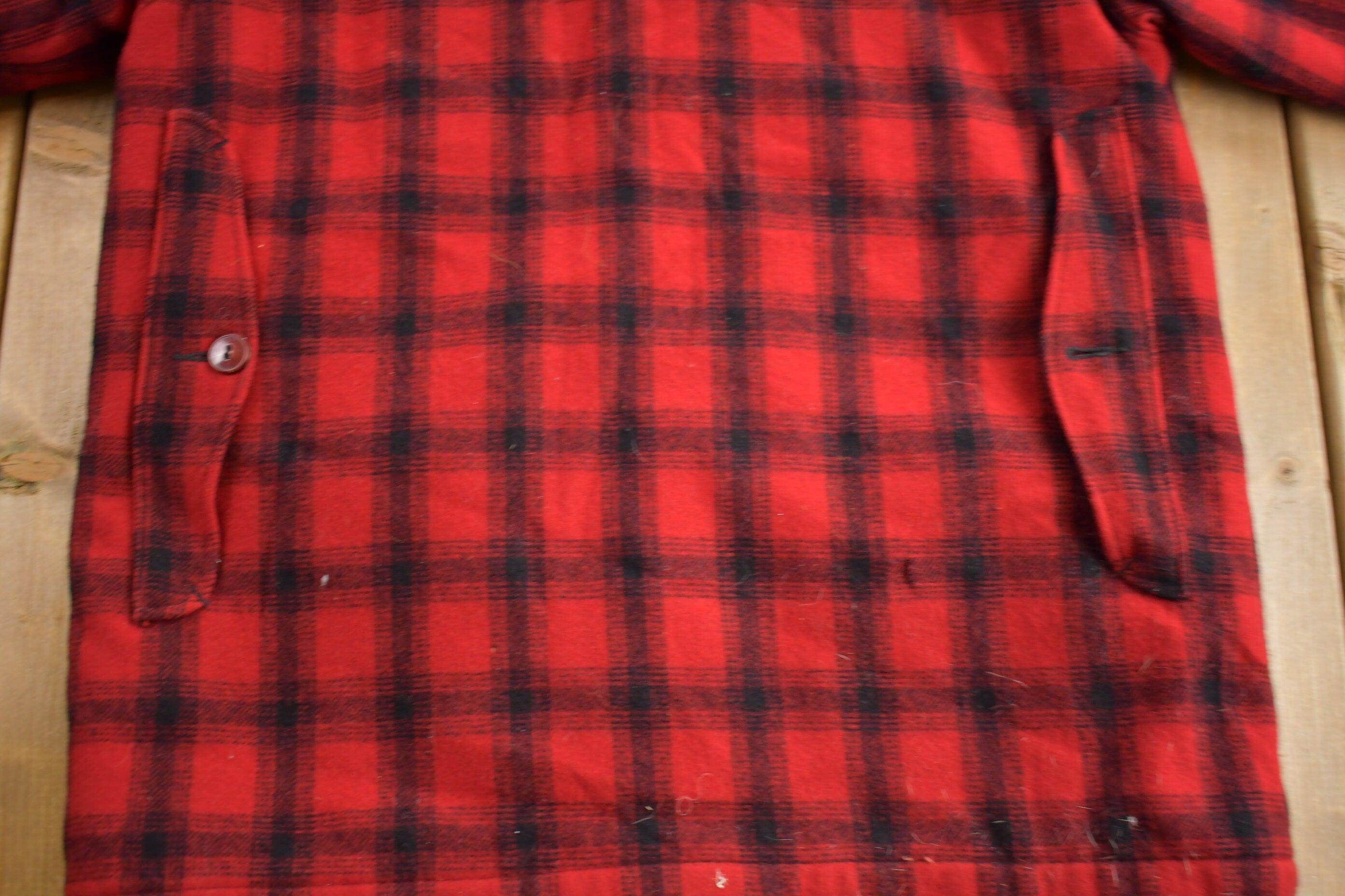 Vintage 1980s Woolrich Wool Buffalo Plaid Button Up Jacket