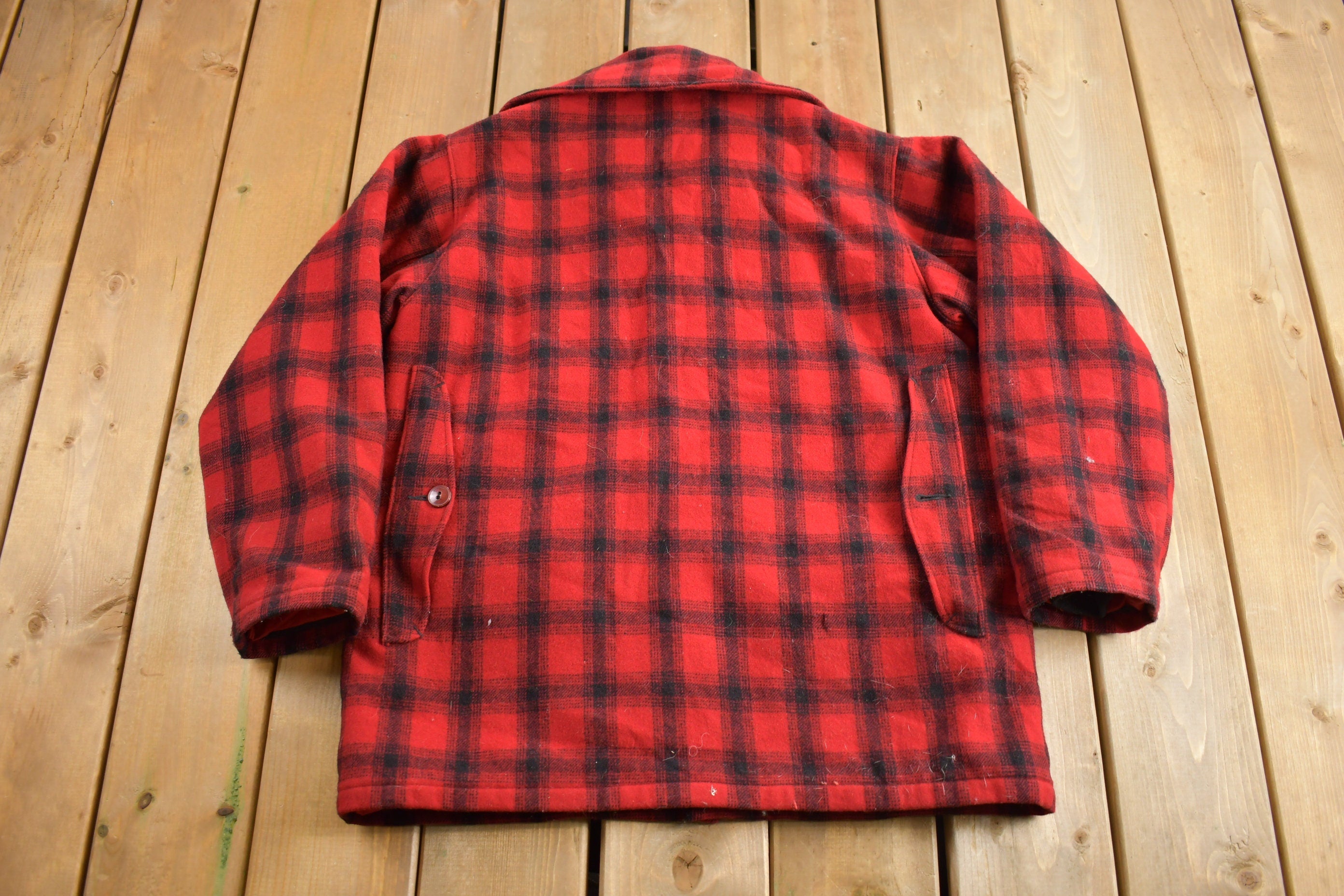 Vintage 1980s Woolrich Wool Buffalo Plaid Button Up Jacket