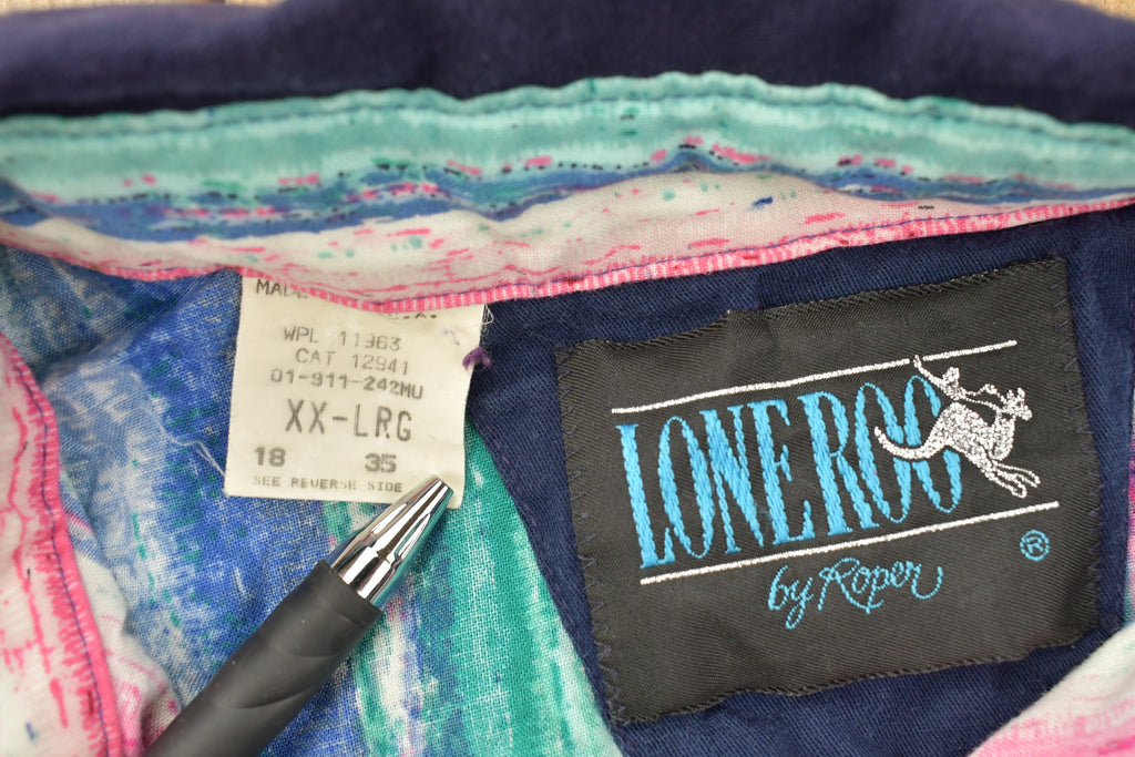 Vintage 1990s Lone Roo Roper Western Button Up Shirt
