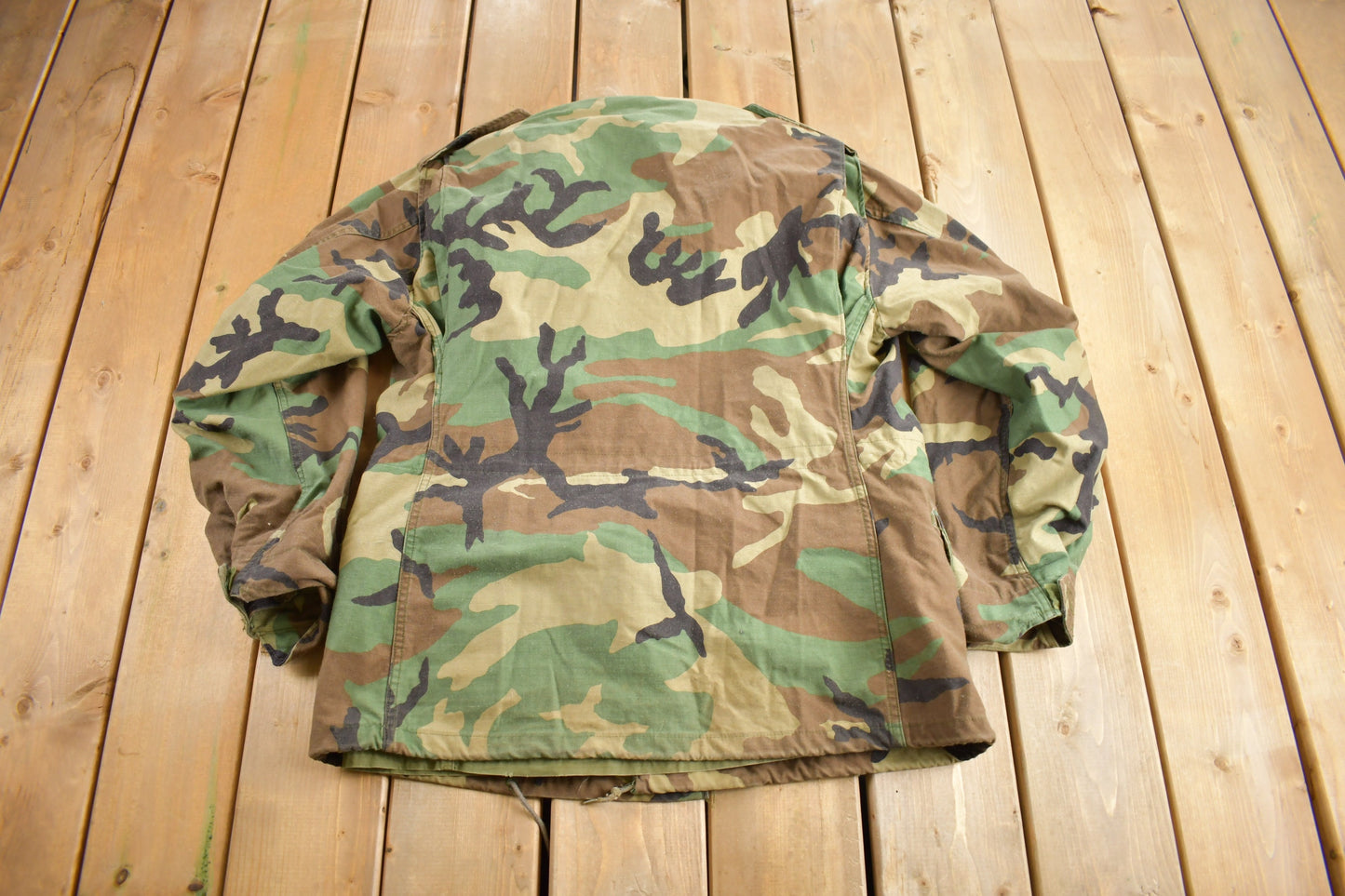 Vintage 1991 US Navy Woodland Camo Jacket / USMC / US Army Green / Militaria / Size Medium / Authentic Military Gear