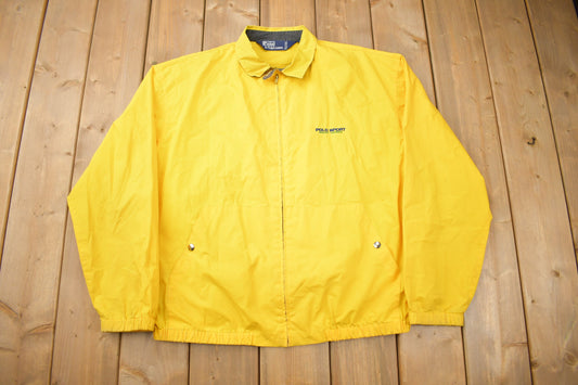 Vintage 1990s Polo Sport Ralph Lauren Yellow Windbreaker / Vintage Polo Sport Jacket / Embroidered / Made in Canada