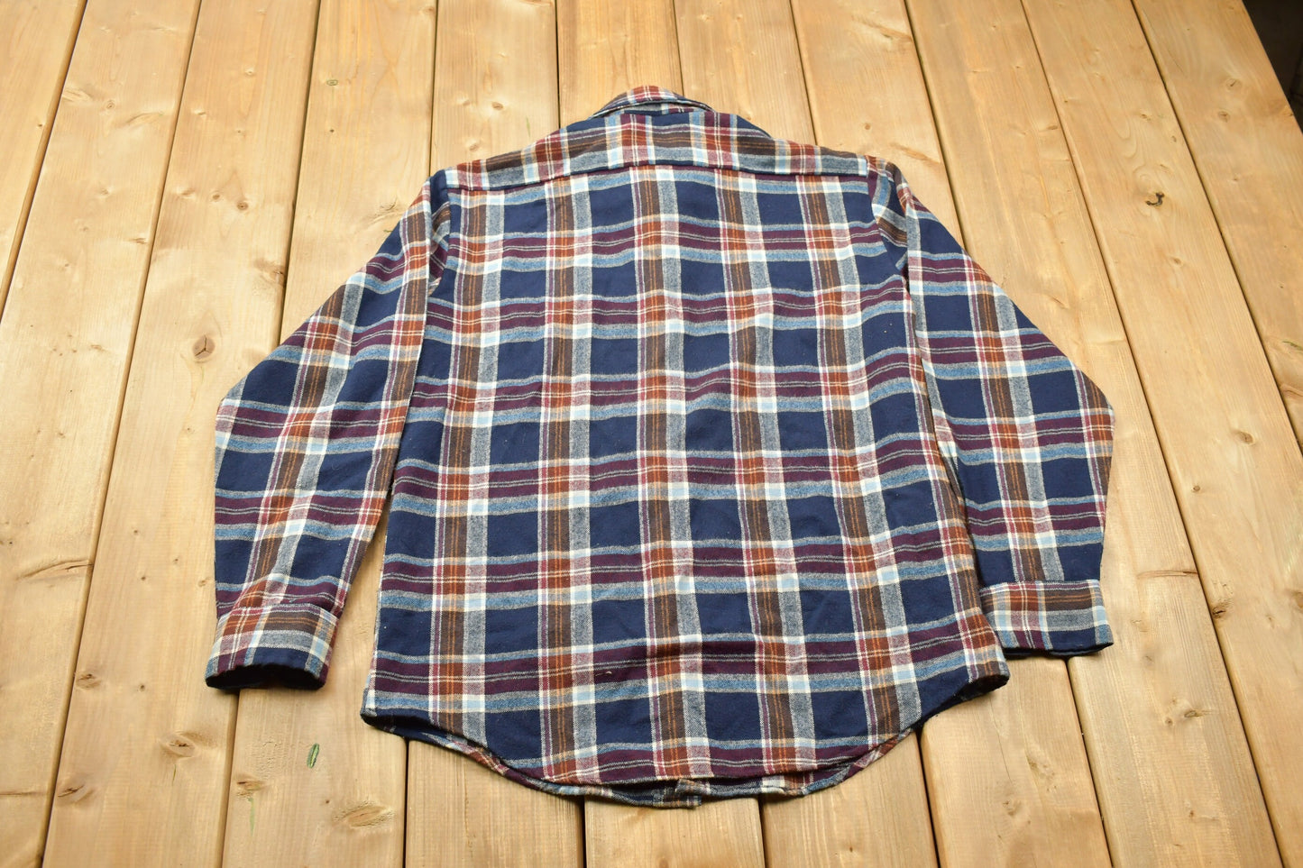 Vintage 1990s Blue Plaid Flannel Button Up Shirt / 1990s Button Up / Vintage Flannel / Plaid Shirt / Button Down / Wool Flannel