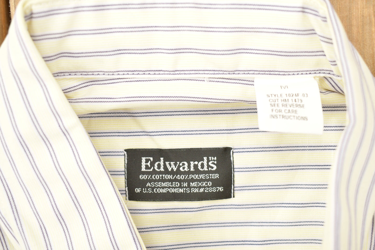 Vintage 1990s Edwards Striped Button Up Short Sleeve Shirt / 1990s Button Up / Vintage Short Sleeve / Basic Button Up / Business Shirt