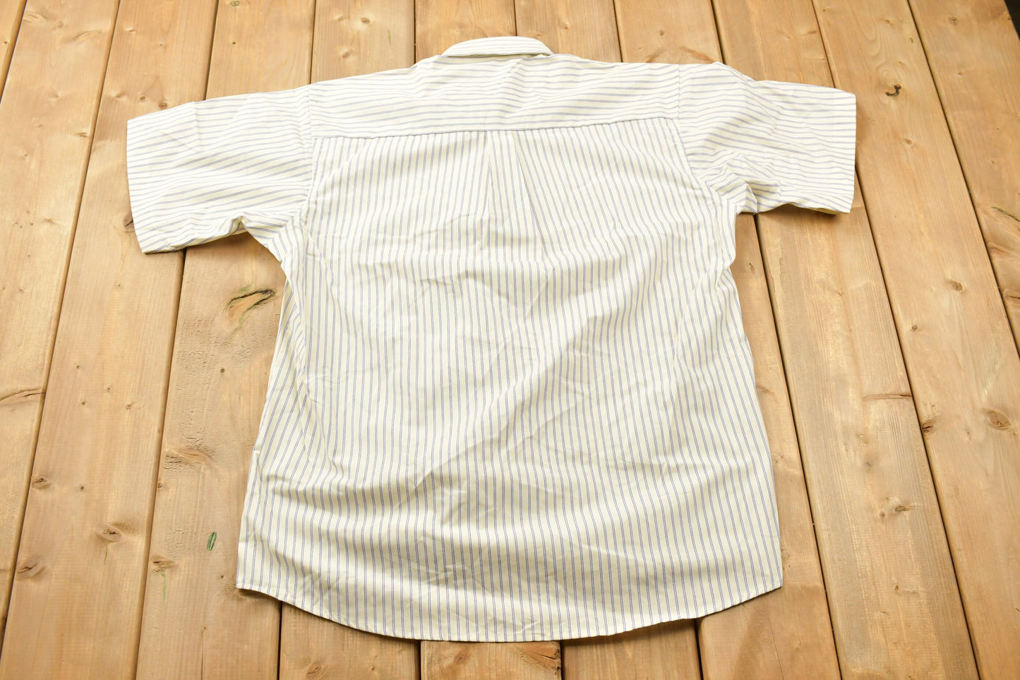 Vintage 1990s Edwards Striped Button Up Short Sleeve Shirt / 1990s Button Up / Vintage Short Sleeve / Basic Button Up / Business Shirt