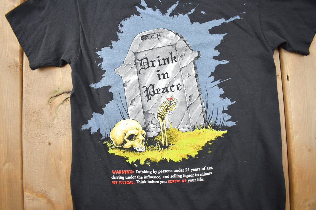 Vintage 1992 Black Death Vodka Drink In Peace Tour T-shirt