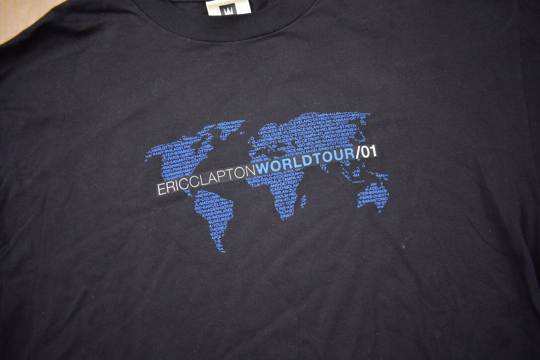 Vintage 2001 Eric Clapton World Tour T-Shirt / Vintage Band Tee / Rock Music Legend / Streetwear / Retro Style