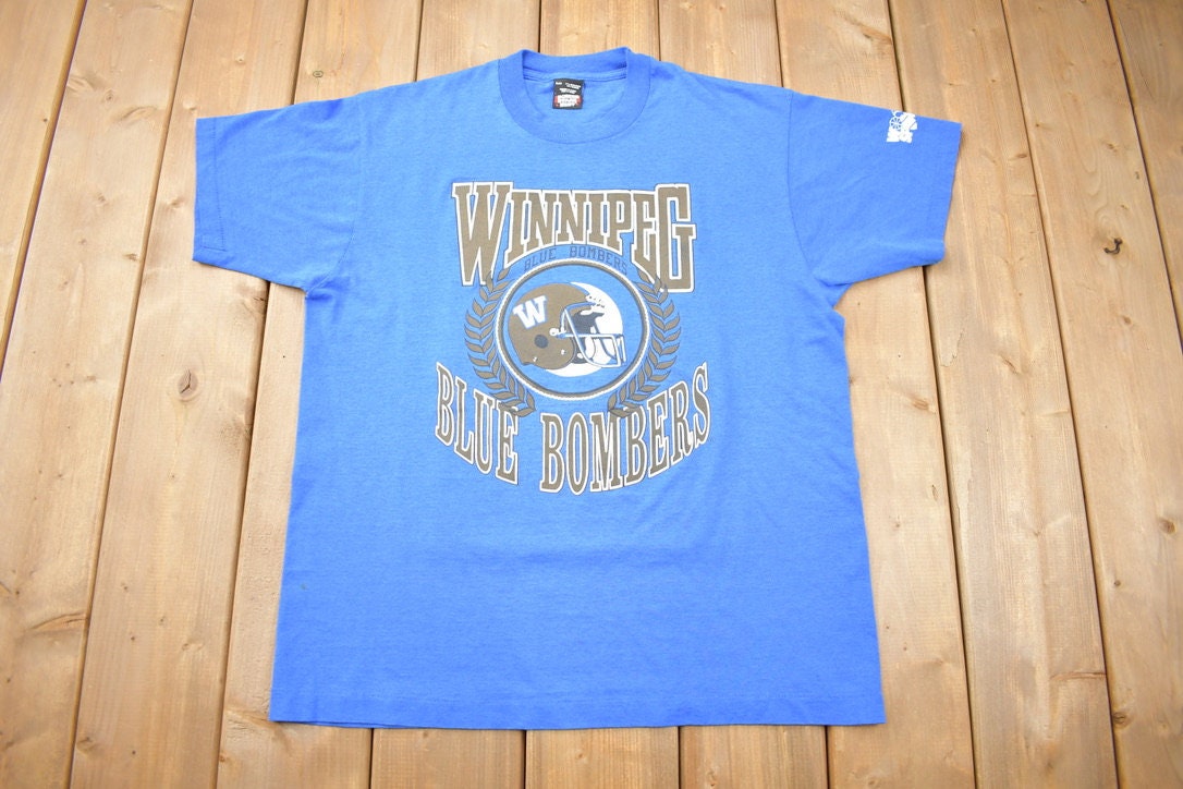 Vintage 1991 Winnipeg Blue Bombers CFL Graphic T Shirt / Vintage T Shirt / Streetwear / Graphic Tee / Single Stitch / Made In Canada