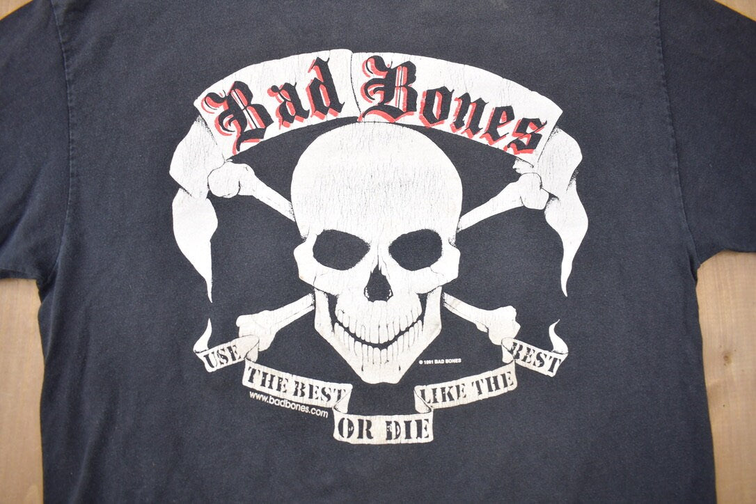 Vintage 1991 Bad Bones Skull Graphic T Shirt / Vintage T Shirt / Streetwear / Graphic Tee / Vintage Skull