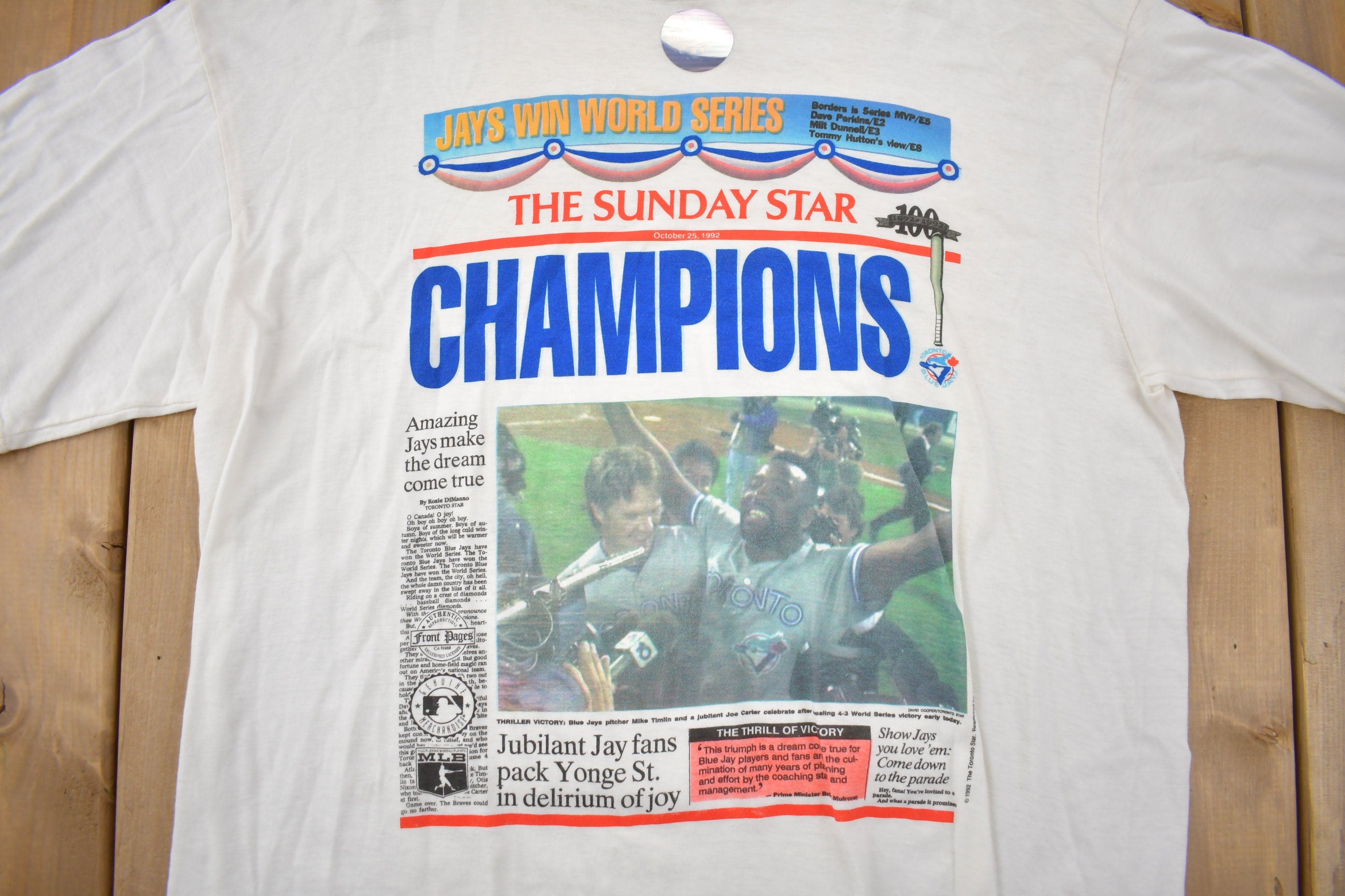 Vintage 1992 Toronto Blue Jays MLB World Series Championship T-shirt