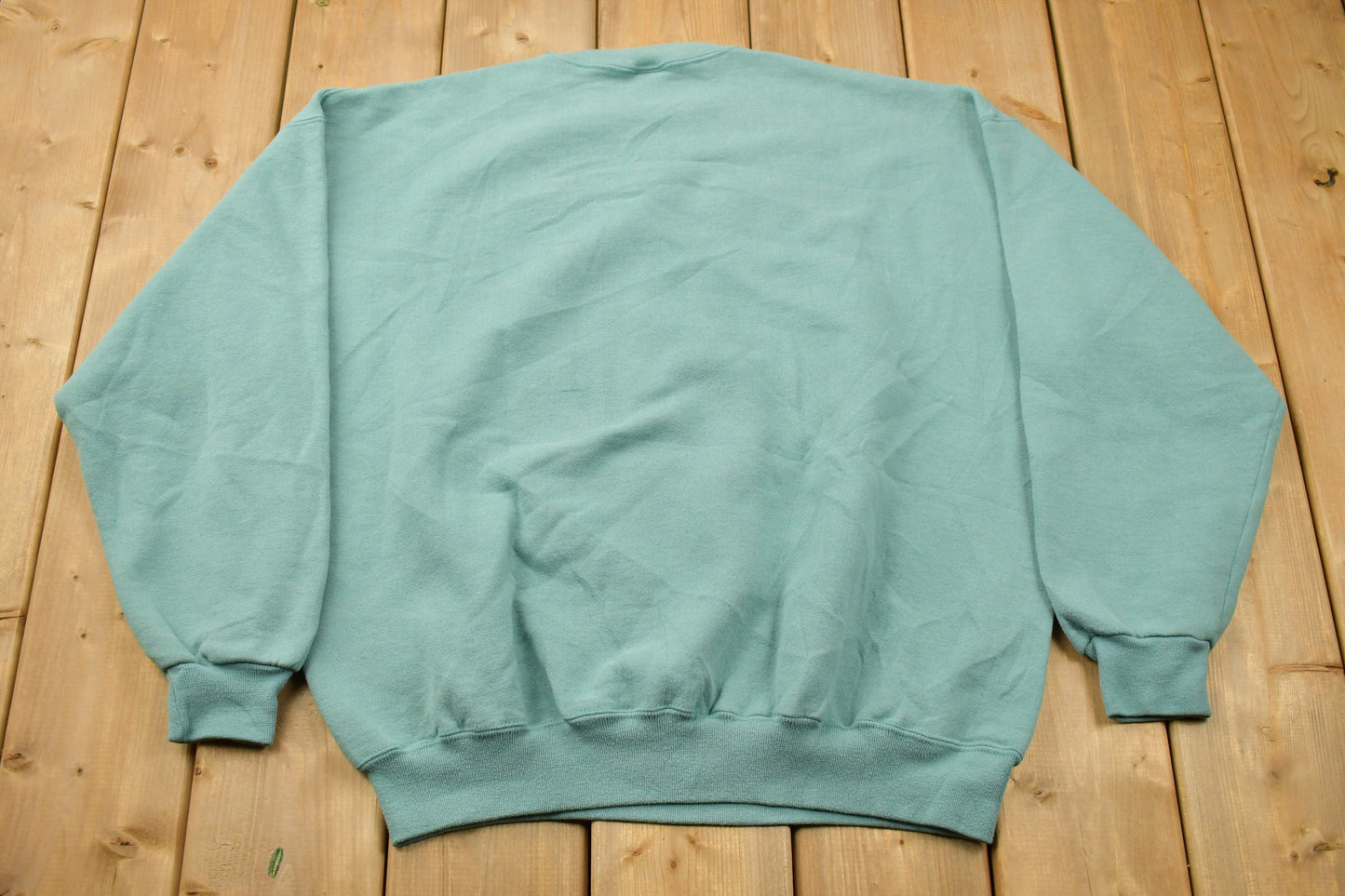 Vintage 1990s Blank Teal Crewneck Sweatshirt / 90s Crewneck / Made In USA / Essential / Streetwear / 90s Blank