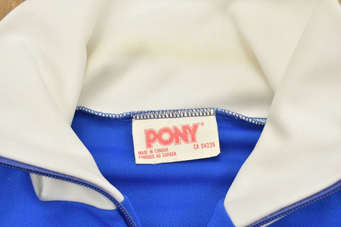 Vintage 1990s Pony Zip Up Colour Block Warm Up Sweatshirt / 90s Pony / Warm Up Sweater / Essential / Sportswear / 90s Track Jacket / Pony