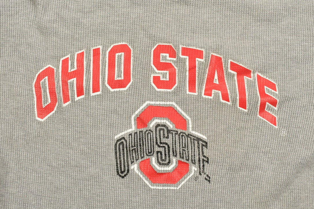 Vintage 1990s Ohio State NFL Thermal Crewneck Sweatshirt / Buckeyes / Football / Sportswear / Americana / Ohio State Sweater / Thermal