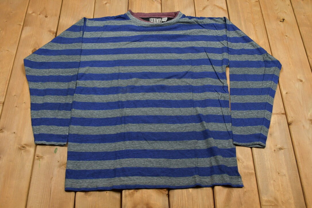 Vintage 1990s Horizontal Striped Crewneck Sweatshirt / 90s Crewneck / Pause Crewneck / Essential / Streetwear / 90s Striped Shirt