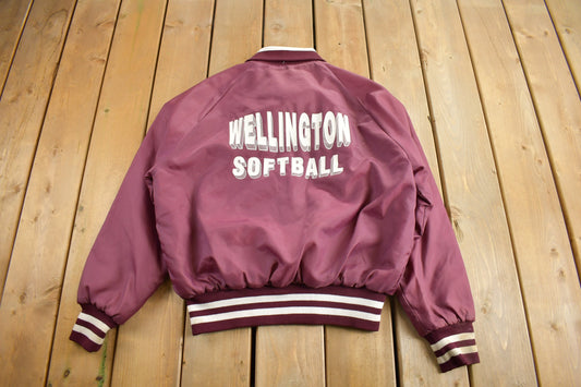 Vintage 1990s Wellington Softball Jacket / Snap Button / Holloway / Souvenir Jacket / Sportswear