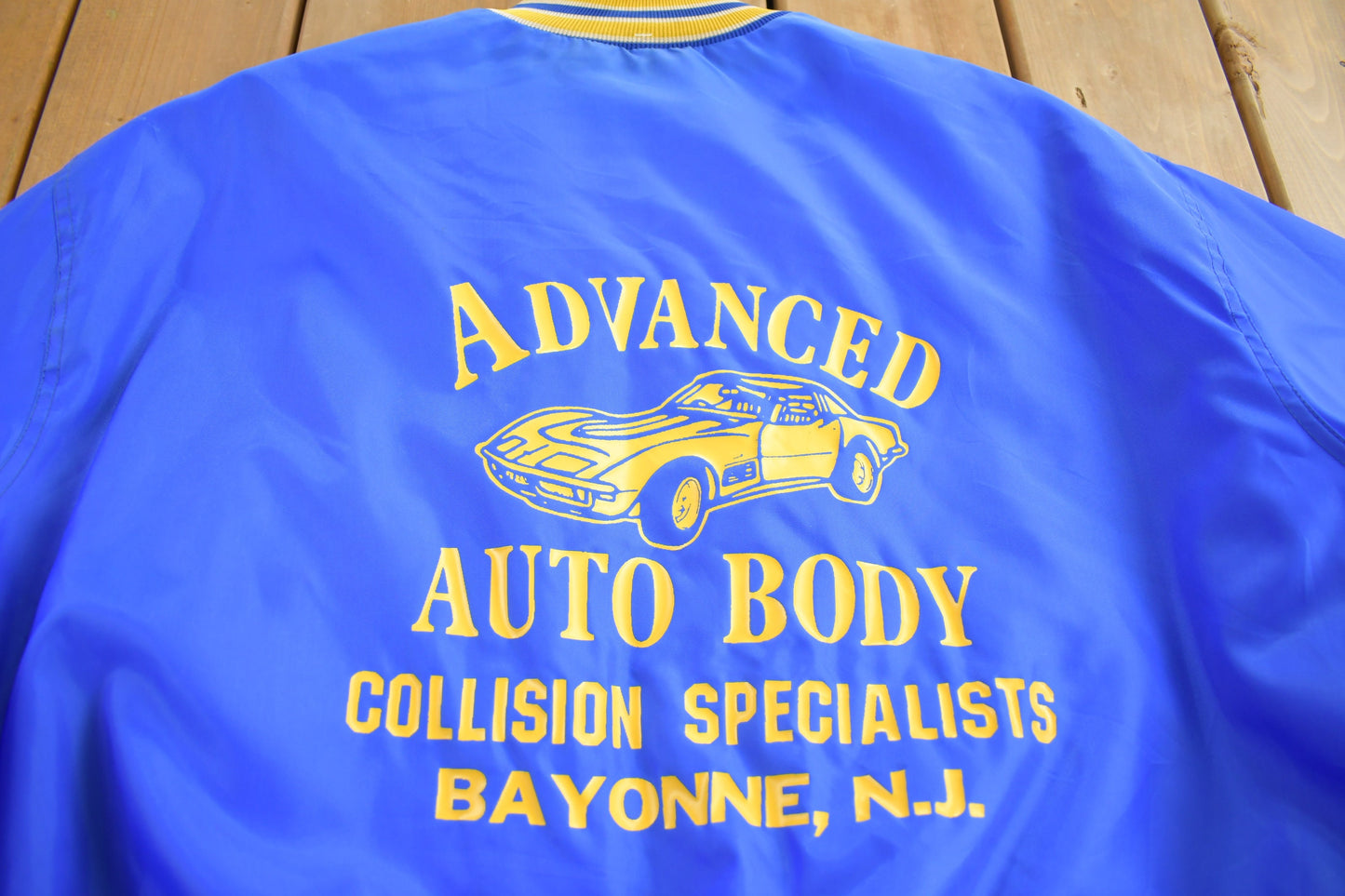 Vintage 1990s Advanced Auto Body Collision Specialists Jacket / Snap Button / Streetwear / Souvenir Jacket / Made In USA / Bayonne NJ